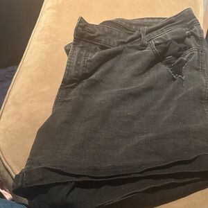 Black Distressed Denim Shorts